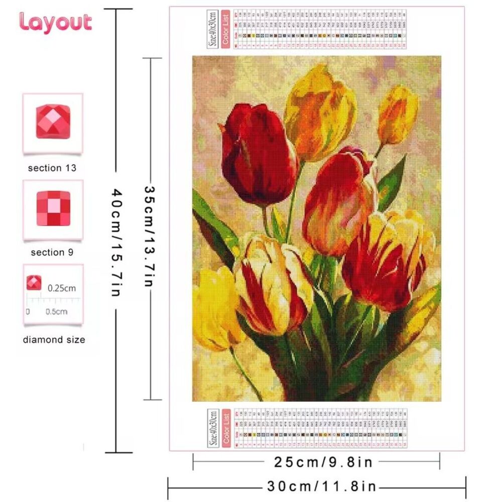 5D Diamond Painting Tulip Tulips Spring Flowers JH686
